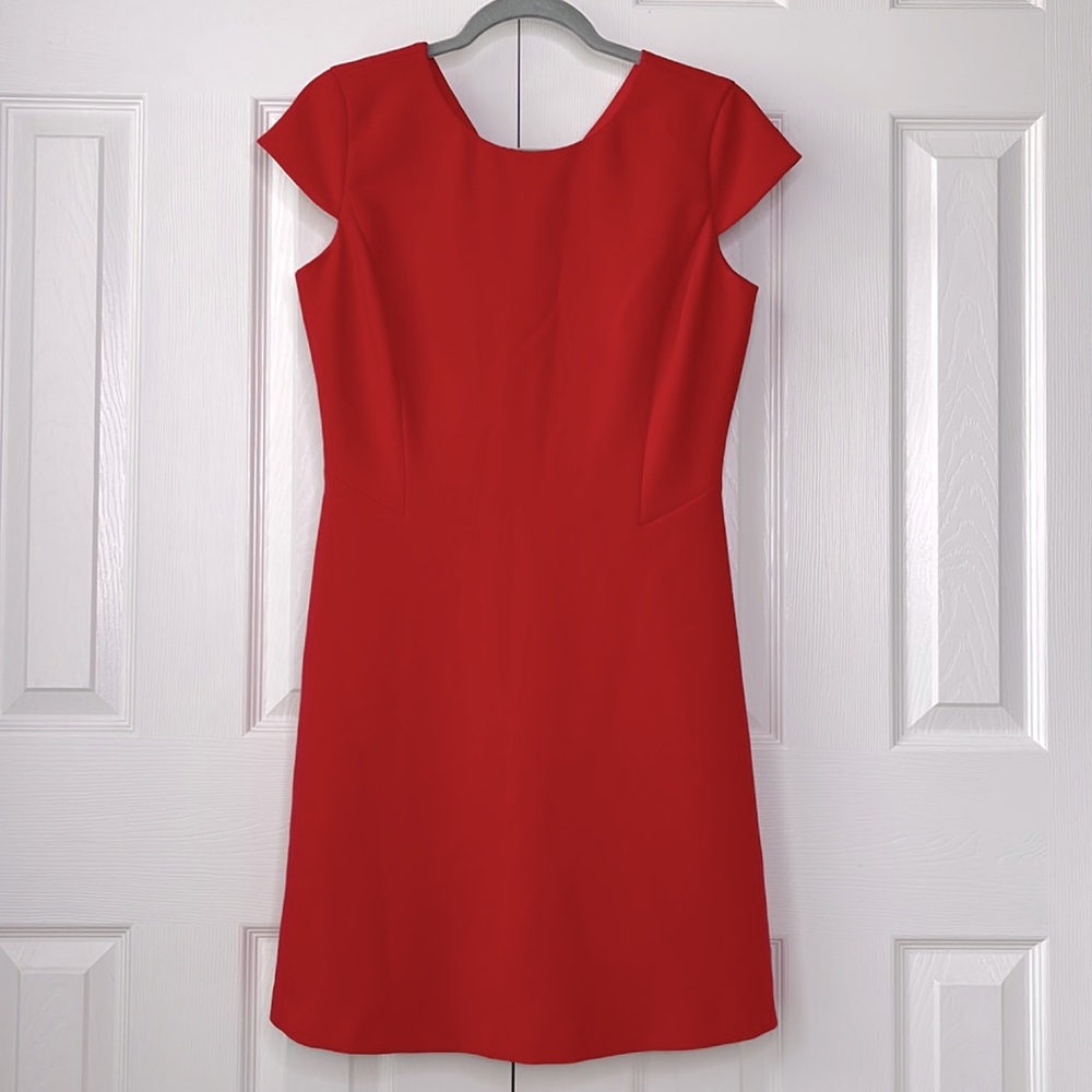 Dalia Cap Sleeve Round Neck Fitted Zipper Dress | Red | Size 6